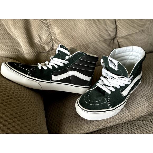 MENS VANS OFF THE WALL GREEN/WHITE HIGH TOP SNEAKERS SIZE 8 - Picture 6 of 8